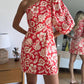 Dress To - One-shoulder Floral Print Mini Dress