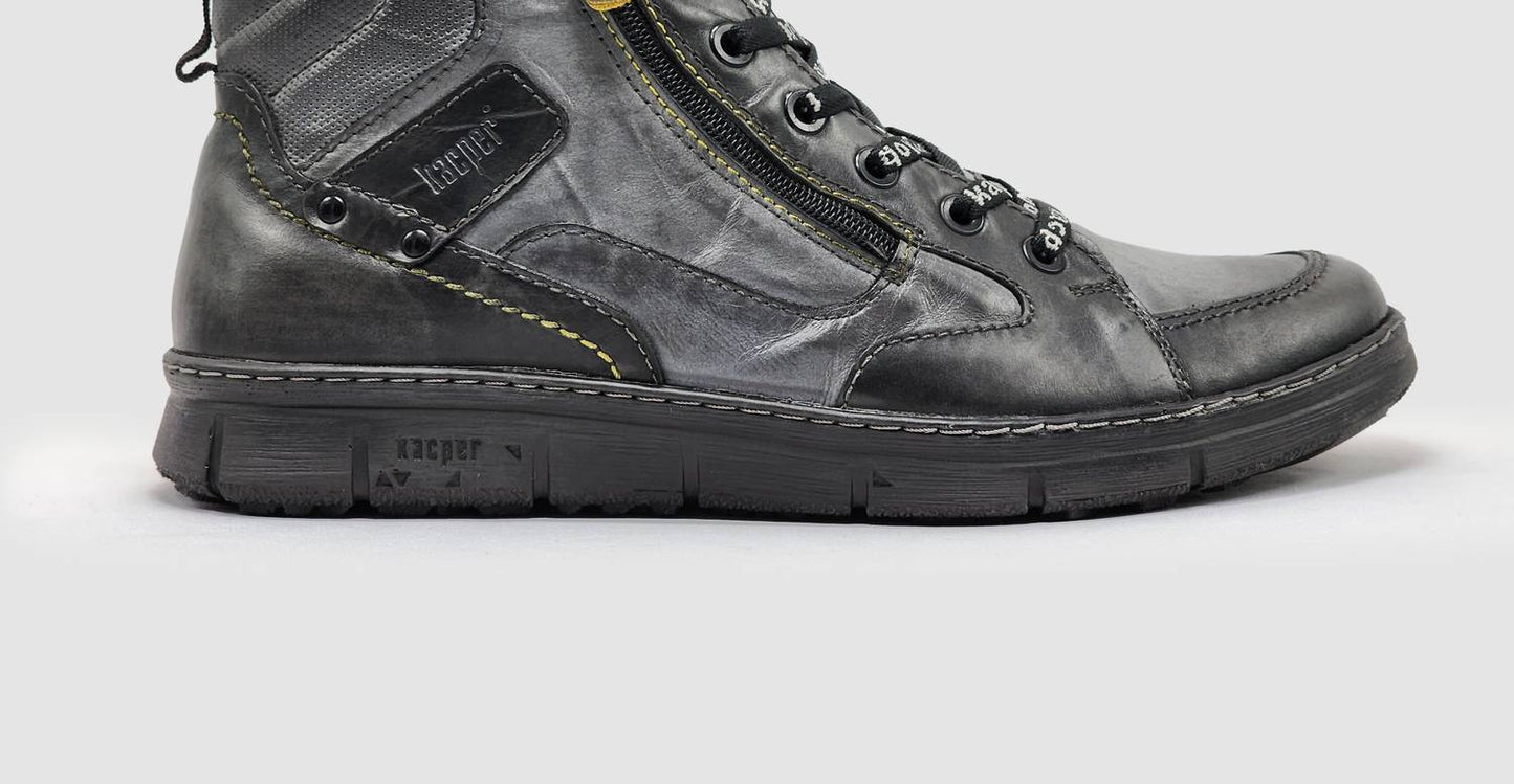 Kcr Group - Men's Thick Wool-Lined Zip-Up Leather Boots