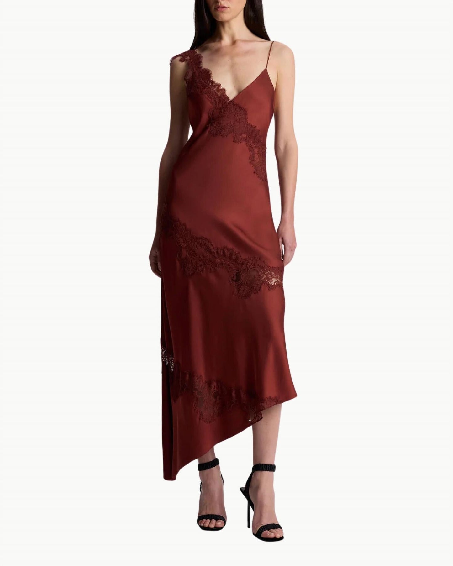 A.L.C. - STELLA SATIN AND LACE MIDI DRESS