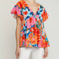 Entro - Floral Babydoll Ruffle Sleeve Top