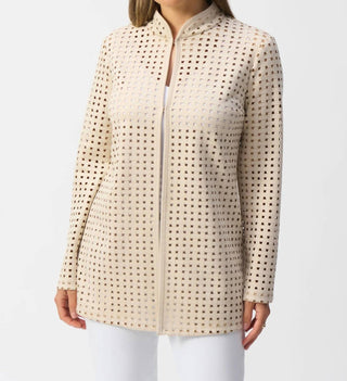 Joseph Ribkoff - Laser Cutout Suede Cover-up Jacket