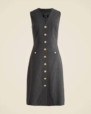 J.Crew - Buttoned Sheath Dress In Italian Stretch Wool Blend