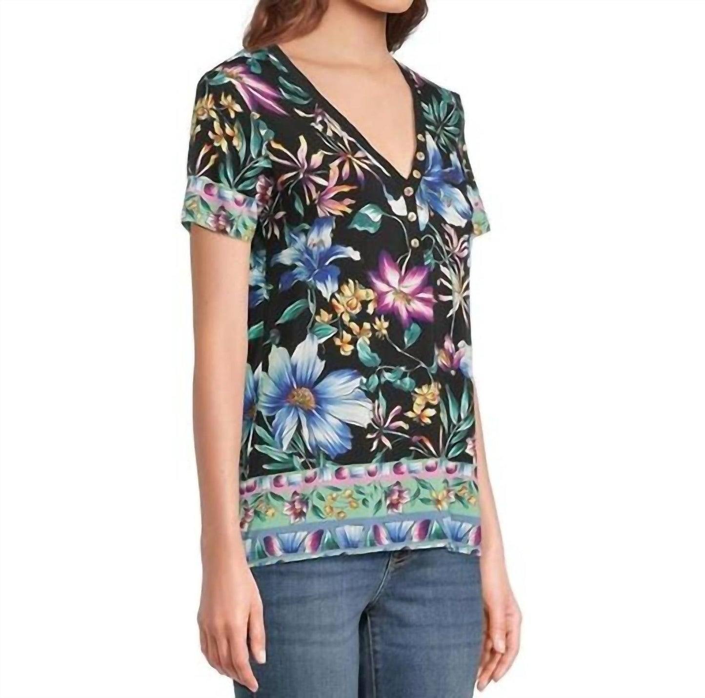 Johnny Was - JANIE FAVORITE SHORT SLEEVE HENLEY