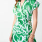Joseph Ribkoff - Satin Floral Wrap Front Midi Fit & Flare Dress