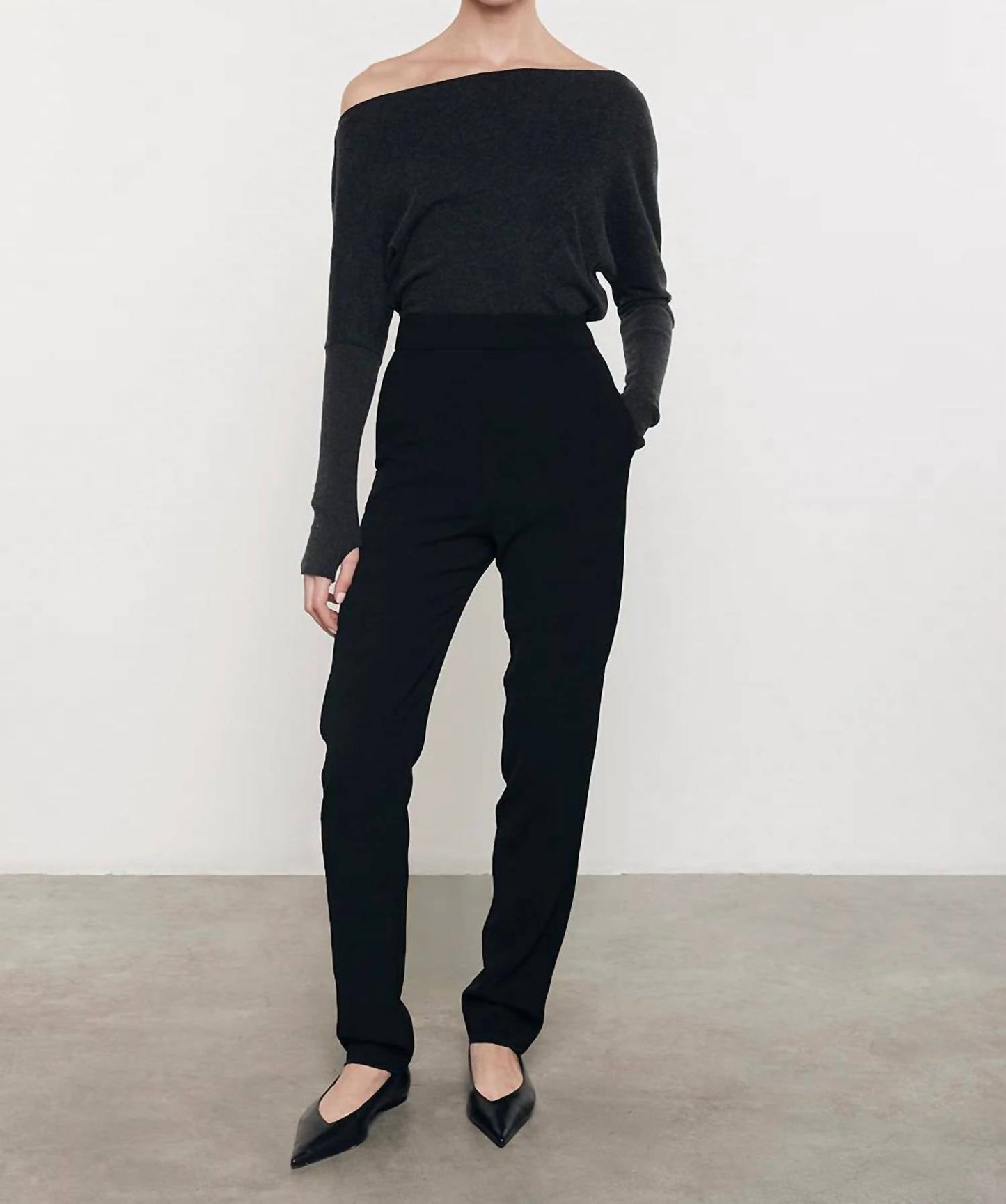 Enza Costa - Cashmere Cuffed Off The Shoulder Long Sleeve Top