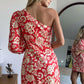 Dress To - One-shoulder Floral Print Mini Dress
