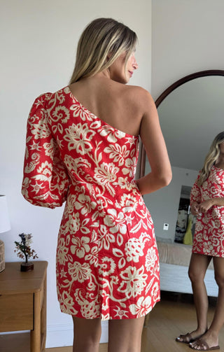 Dress To - One-shoulder Floral Print Mini Dress