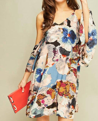 Entro - Open Shoulder Floral Mini Dress