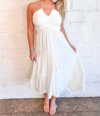 Day + Moon - Haltered Ruched Midi Dress