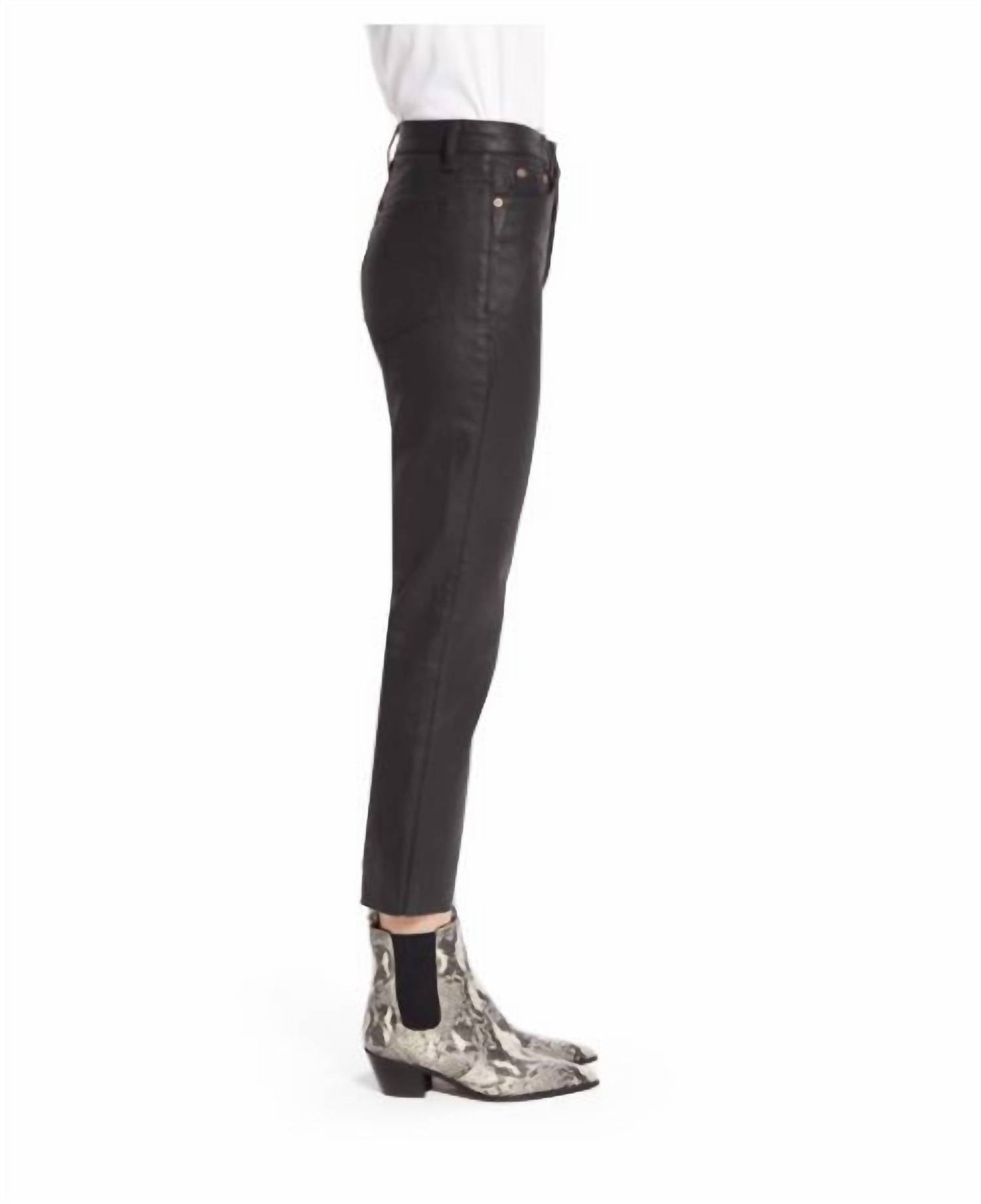 Topshop - Coated High Rise Raw Hem Cropped Straight Leg Jeans