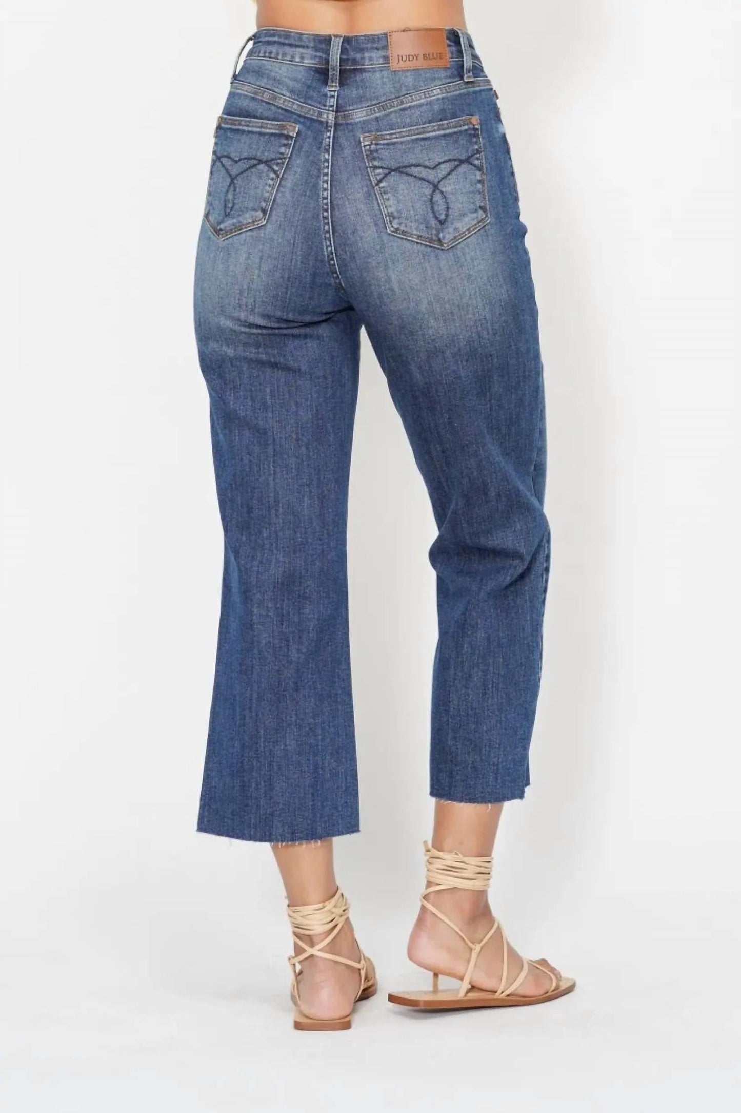 Judy Blue - High Waist Embroidery Crop Wide Leg Jean