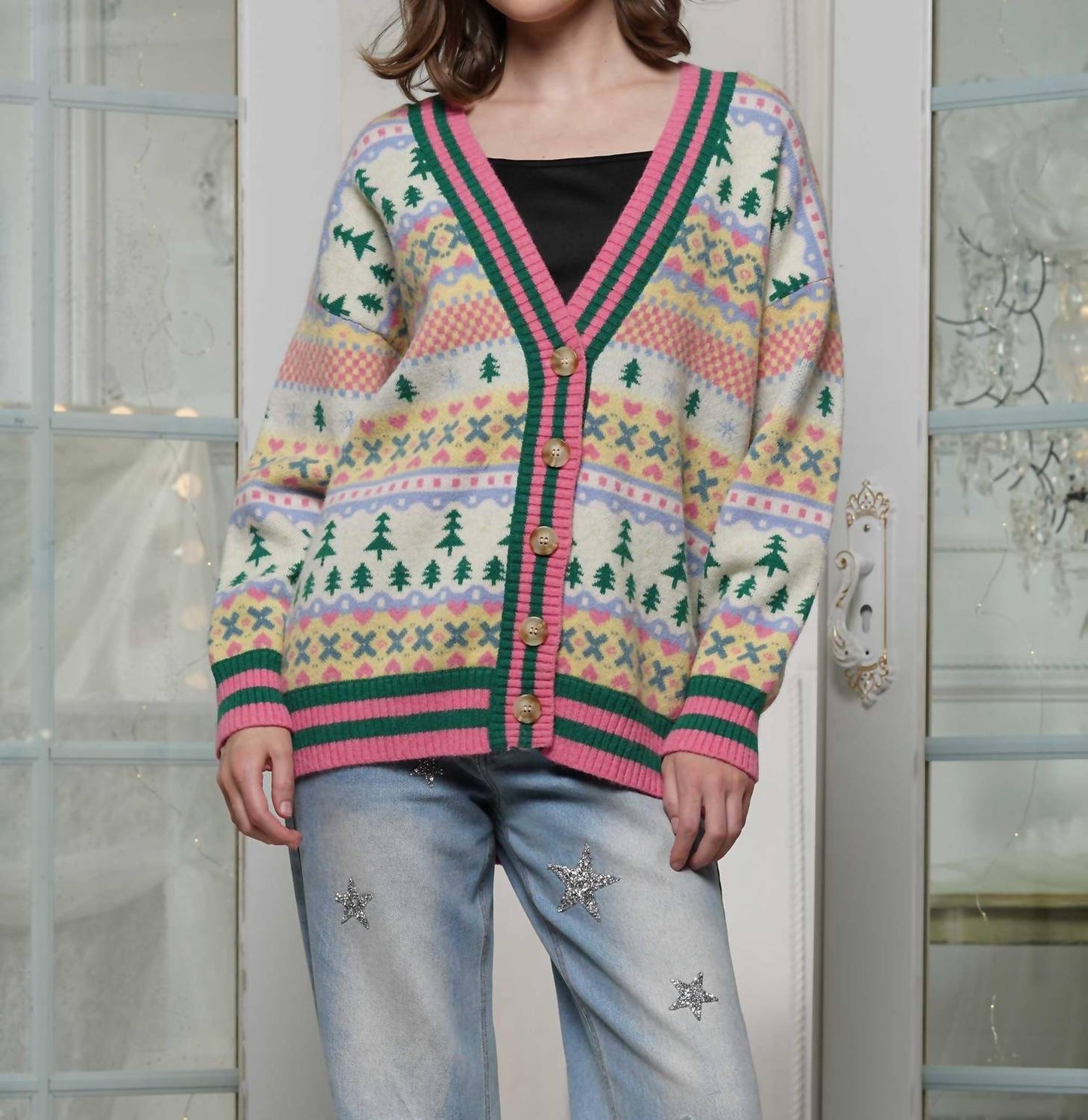 A Thousand Words - Christmas Print Cardigan