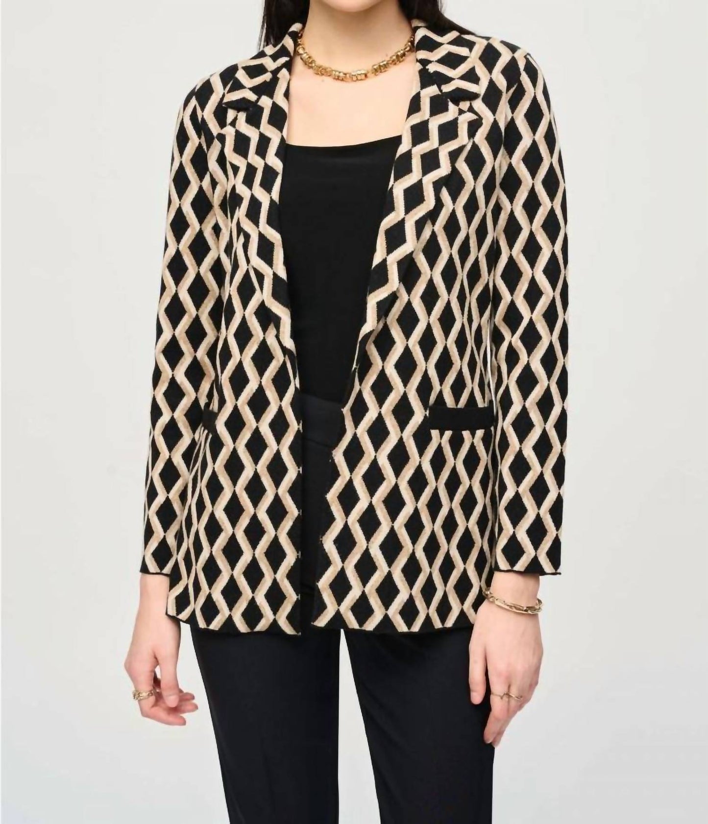 Joseph Ribkoff - Geometric Print Open Front Blazer Jacket