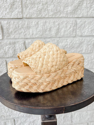 Loeffler Randall - Women's Natural Aaron Platform Raffia Mules