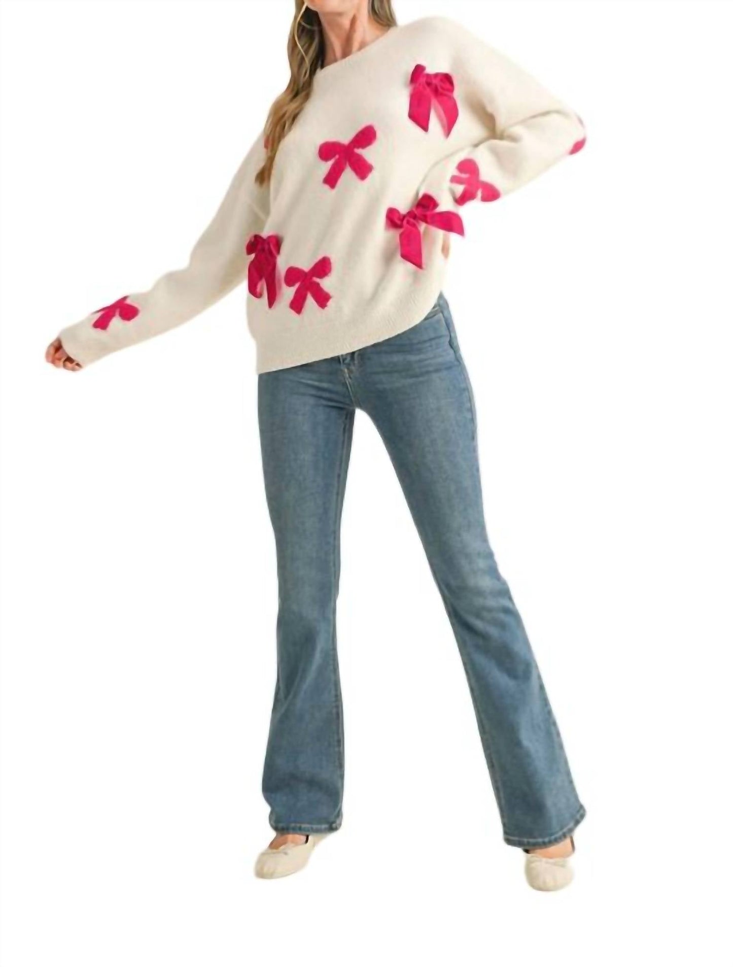 &Merci - Velvet Bow Knit Sweater