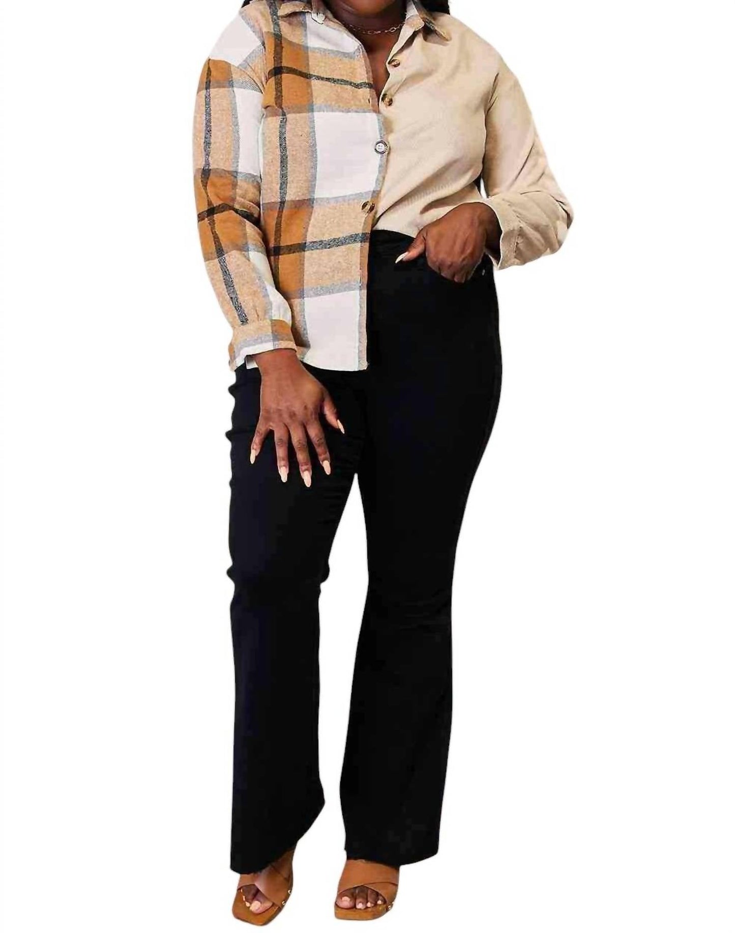 Double Take - Plaid Print Dropped Shoulder Shirt