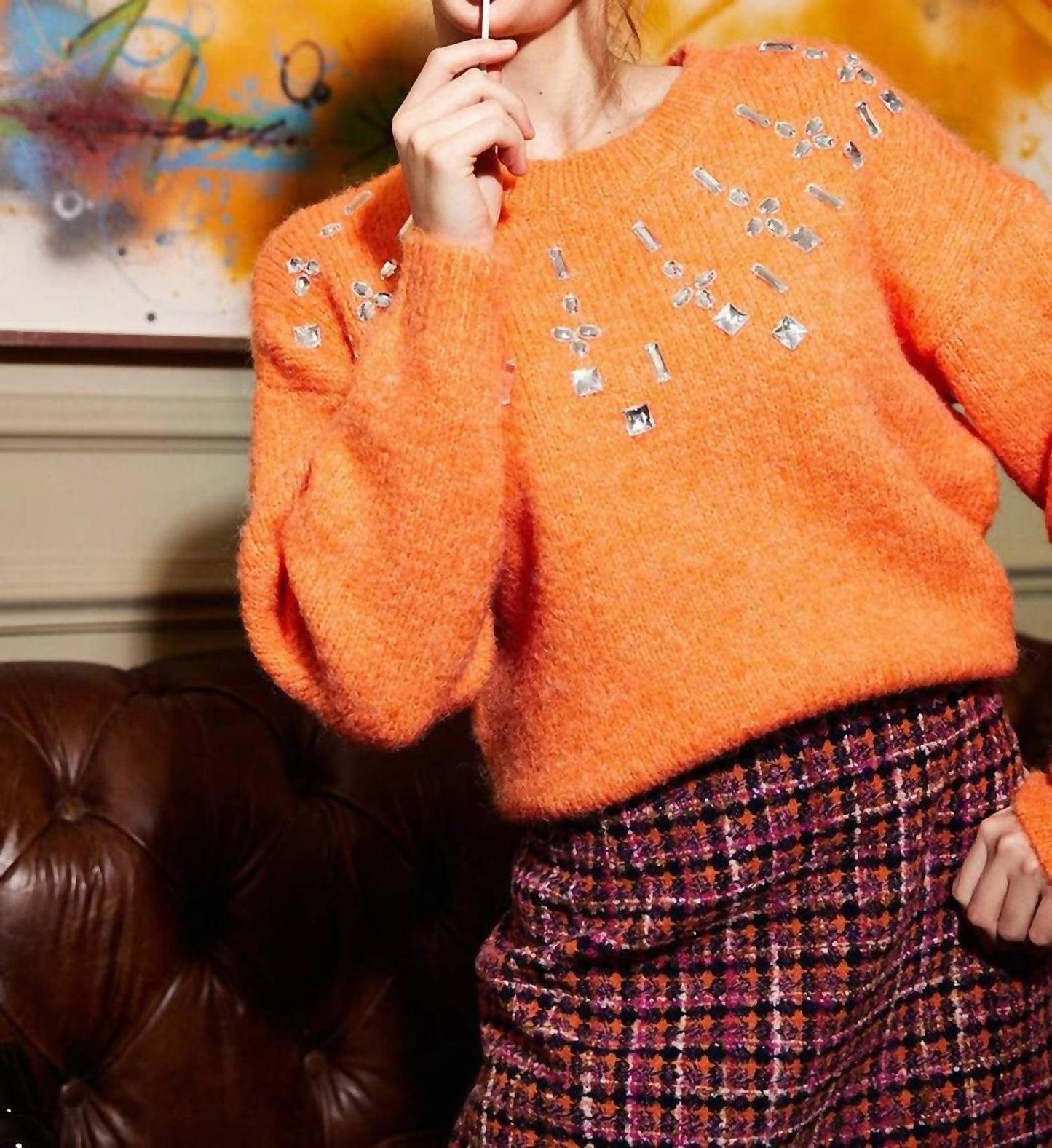 Molly Bracken - Rhinestone Accent Collar Sweater