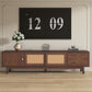 TV Stand for 80" TVs with Sliding Doors and Drawers - Dark Brown