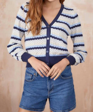 &Isla - AYLA POINTELLE STRIPE V CARDIGAN