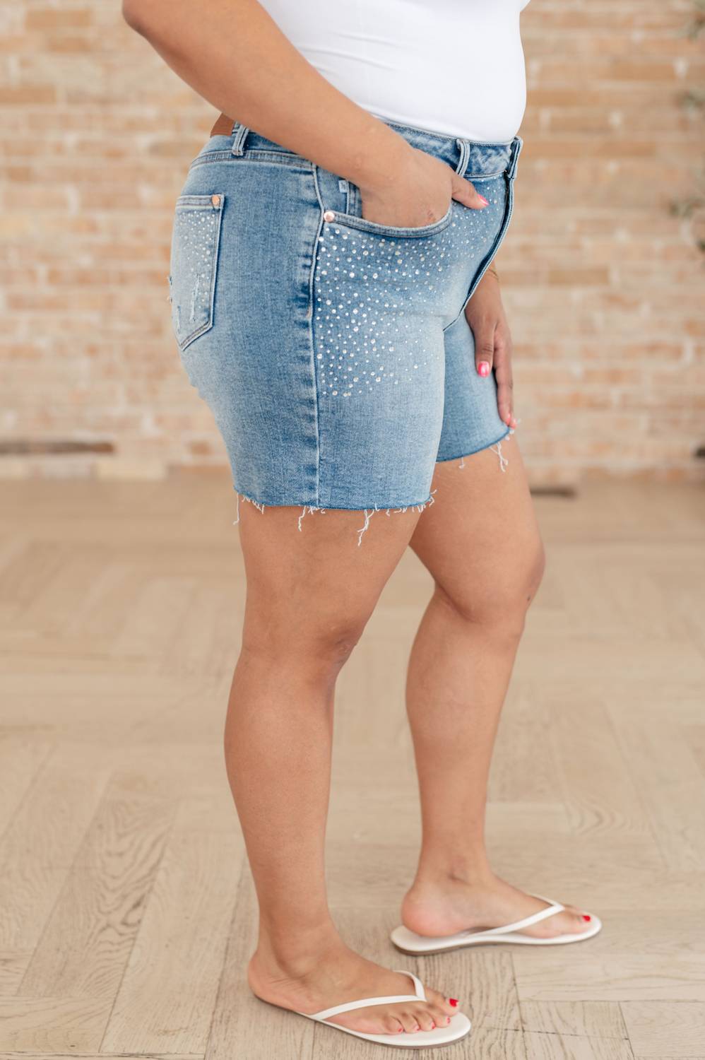 Judy Blue - Elle High Rise Rhinestone Cutoff Shorts