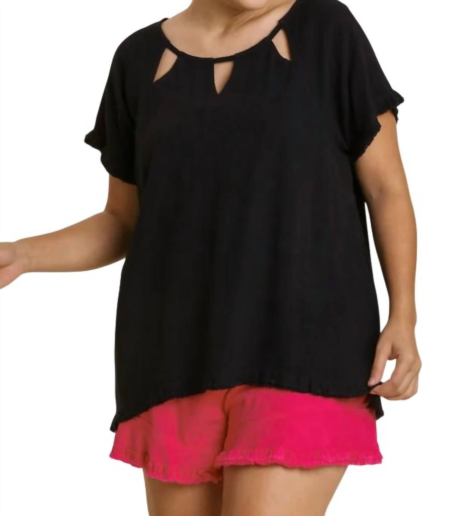 Umgee - Cut Out Frayed Fringe Top