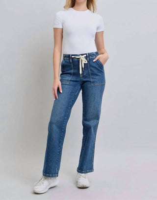 Judy Blue - High Waist Drawstring Wide Leg Jeans