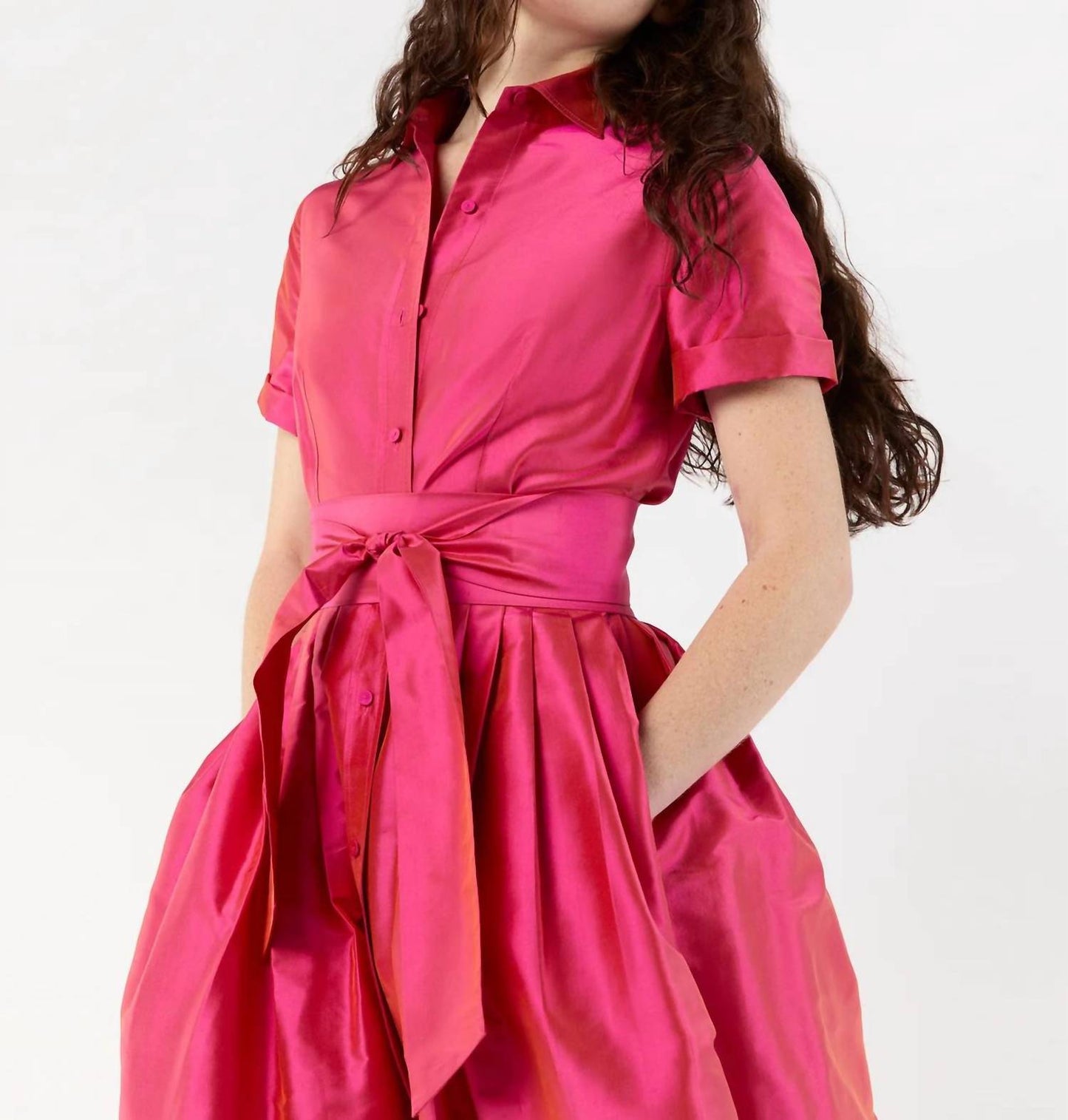 Ann Mashburn - Short-sleeved Classic Shirtwaist Maxi Dress