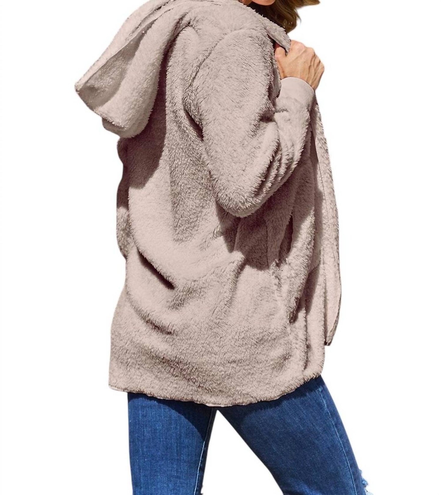 Double Take - Full Size Teddy Hooded Jacket with Pockets