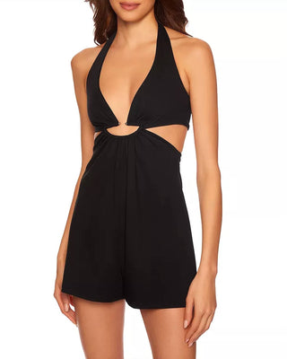 Susana Monaco - Half Moon Cutout Halter Romper