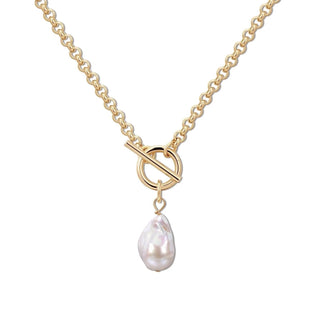 Eklexic - Women's Micro Royal Toggle & Xl Baroque Pearl Pendant Necklace