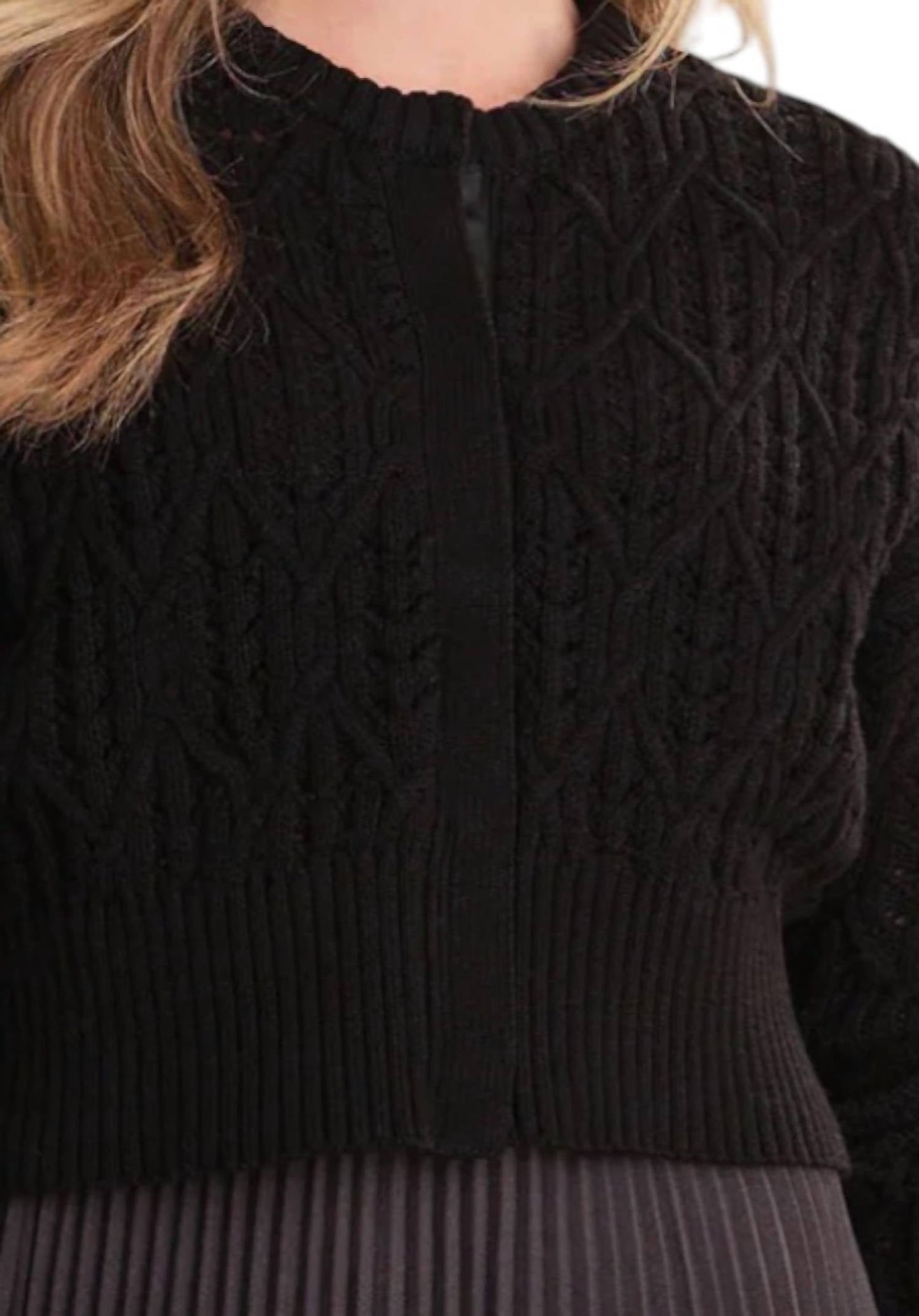 525 America - Amara Cropped Cable Cardigan