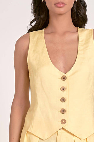 Elan - Linen Button Down Vest