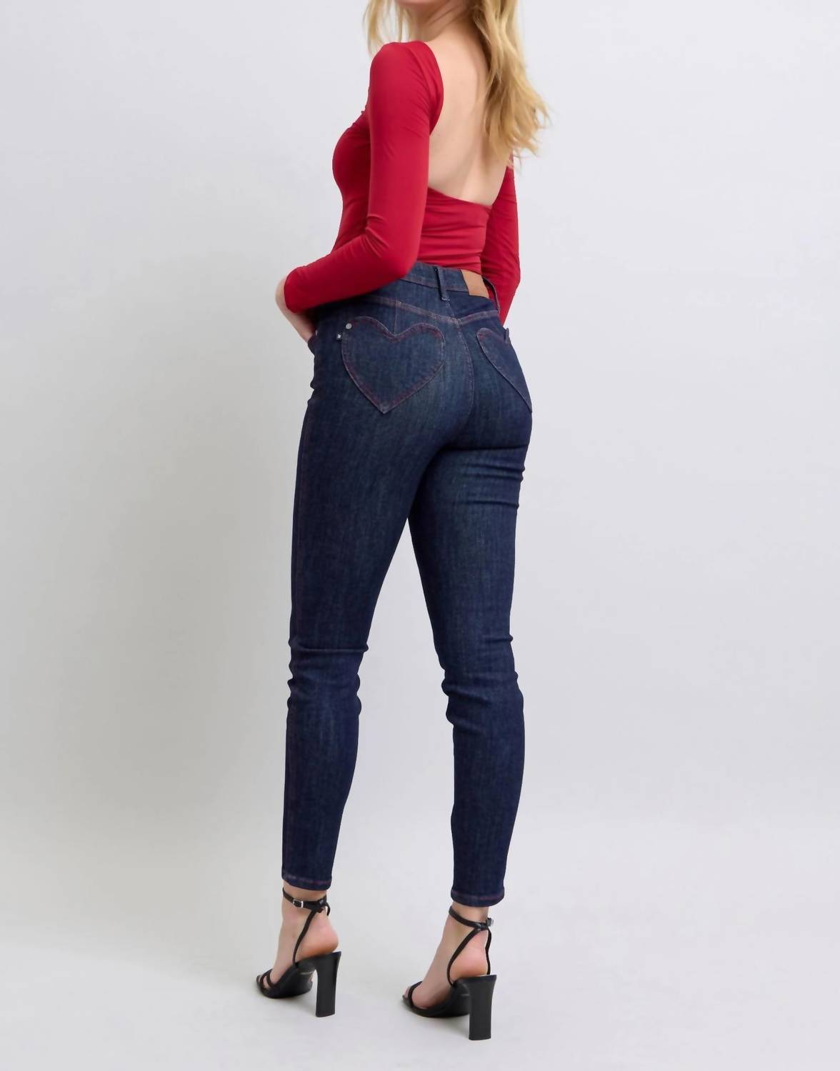 Judy Blue - High Waist Heart Shaped Back Pockets Skinny Denim Jeans