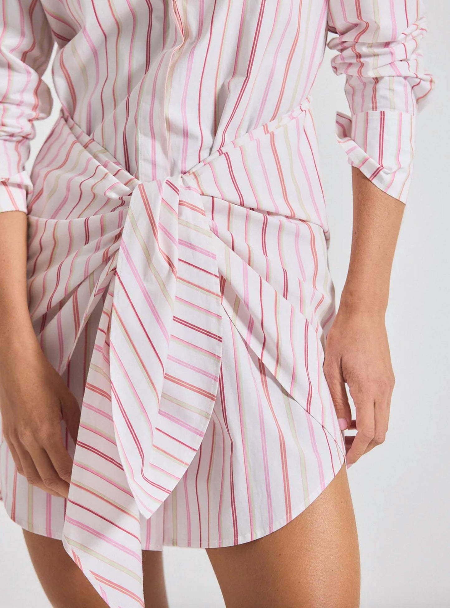 Derek Lam 10 Crosby - Women's Striped Shirting Waist Tie Shirt Dress
