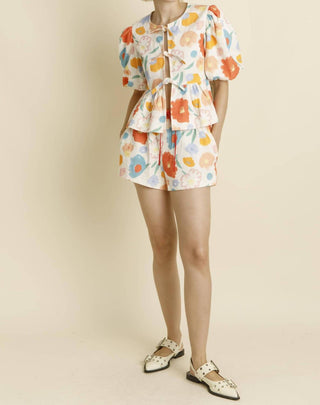 Aureum - Floral Top With Ties