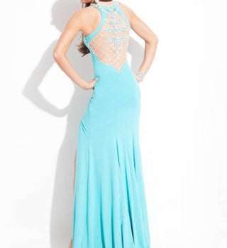 Rachel Allan - Beaded Jersey Gown With High Slit