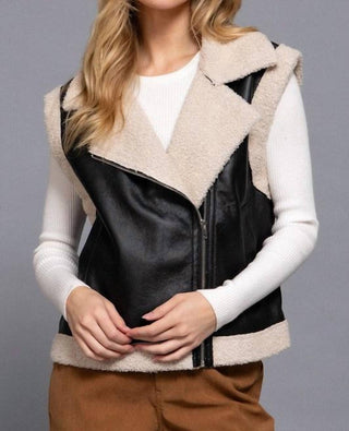 Active Usa - Faux Leather Inner Fur Vest