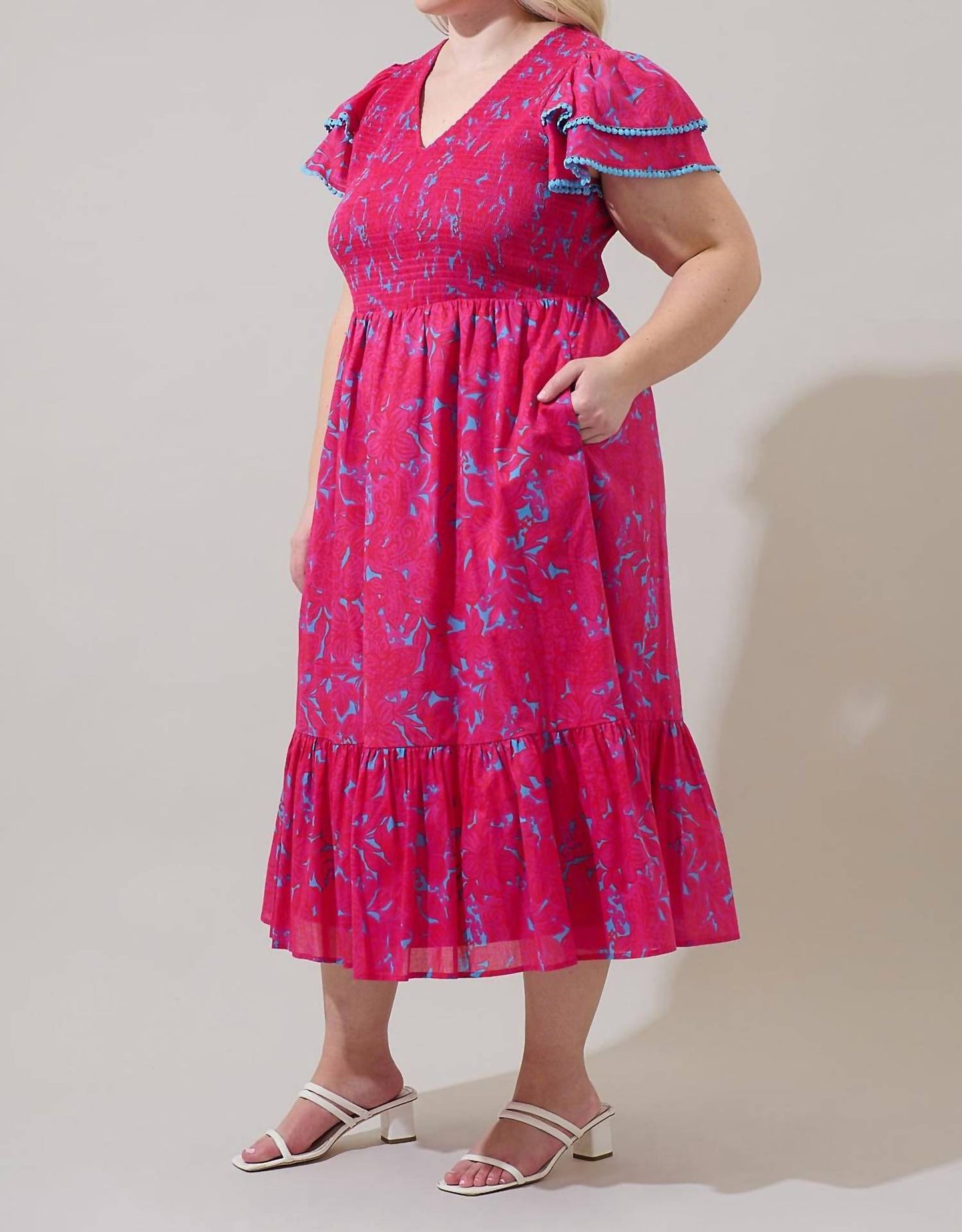 Sugarlips - Floral Patte Tiered Midi Dress - Plus