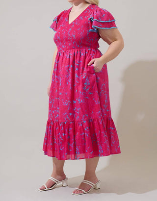 Sugarlips - Floral Patte Tiered Midi Dress - Plus