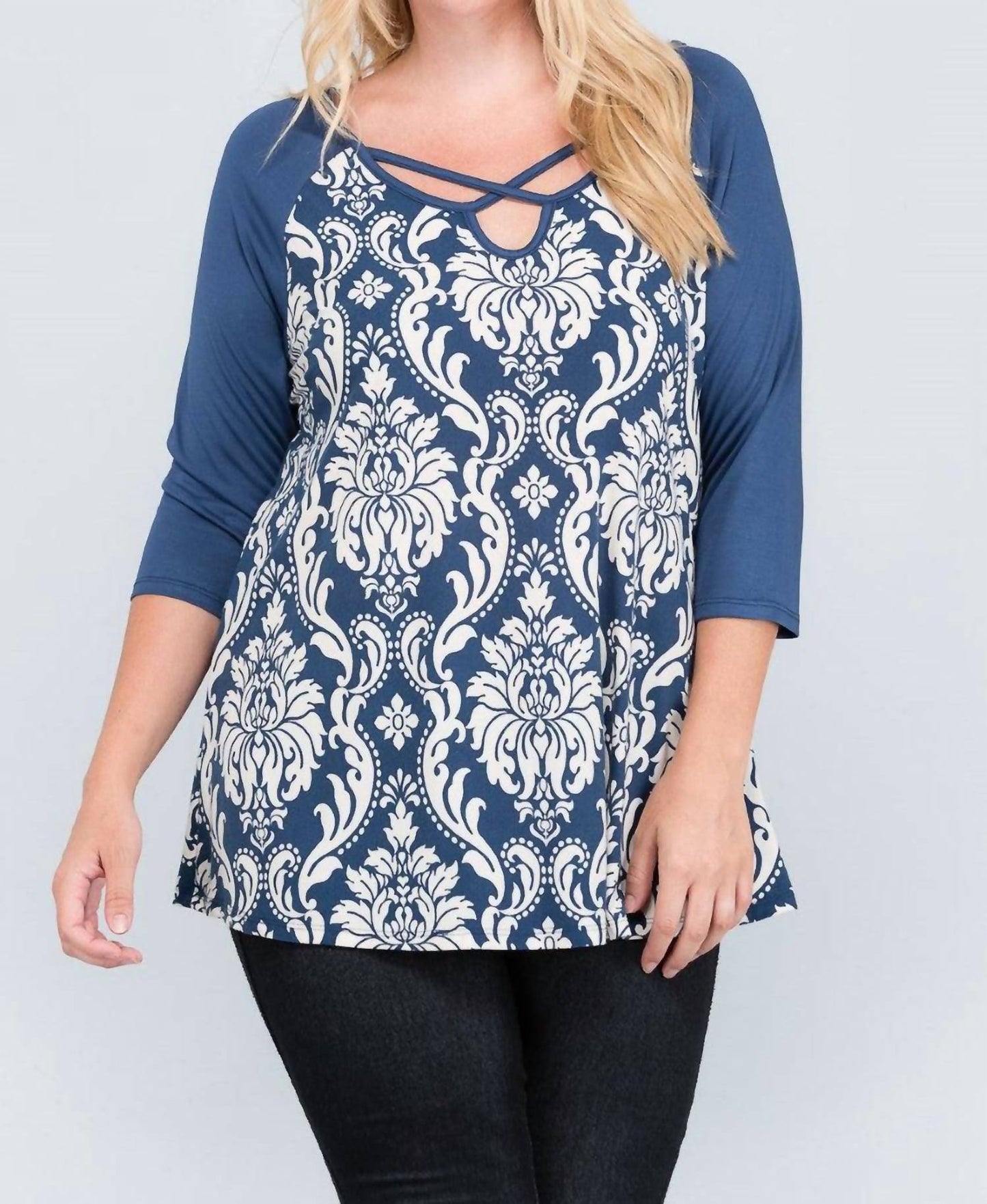 Blank - Three Quarter Sleeve Top - Plus