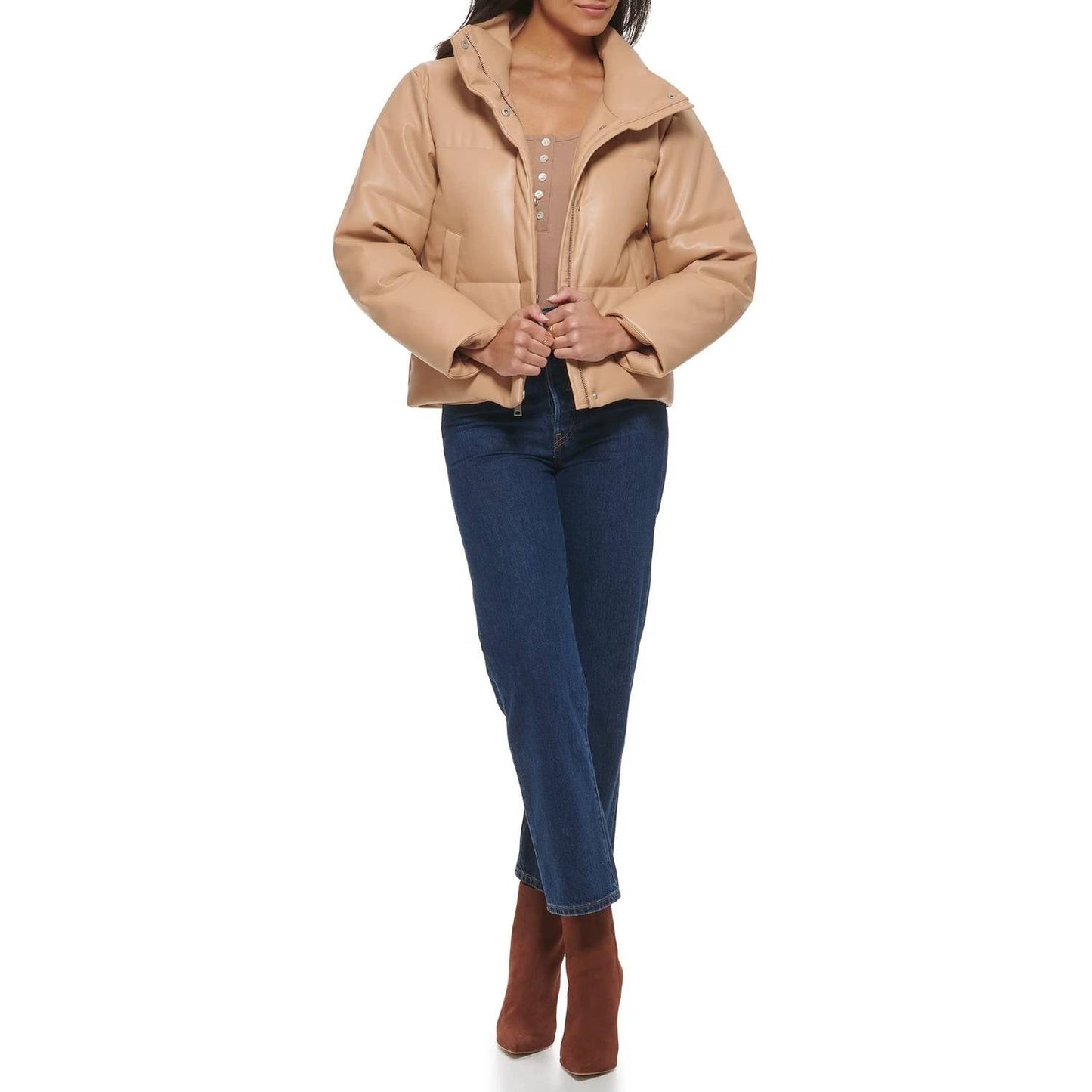 Levi'S - Juniors Faux Leather Bomber Puff Jacket