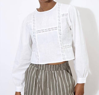 Apricot - Lace Panel Embroidered Top