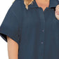 On The Plus Side - Plus Size Short Sleeve Button Up Kendall Tunic Top