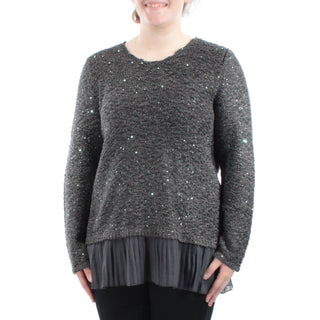 Alfani - Pleated Hem Sequin Sweater
