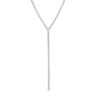 Eklexic - Women's Micro Royal Rolo Chain Lariat Necklace