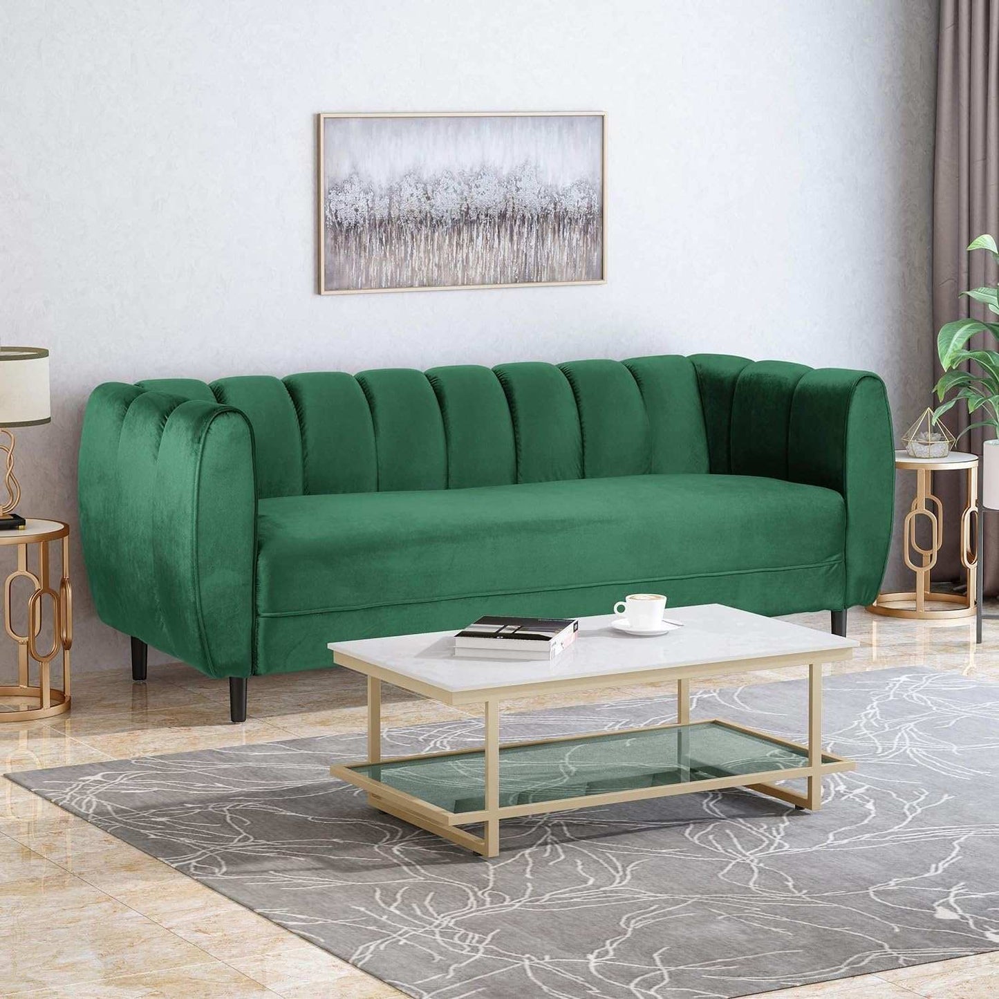 Miranda Modern Glam Velvet 3 Seater Sofa