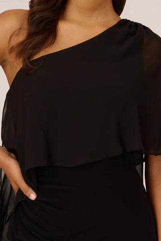 Adrianna Papell - One Shoulder Bodycon With Chiffon Cape Dress