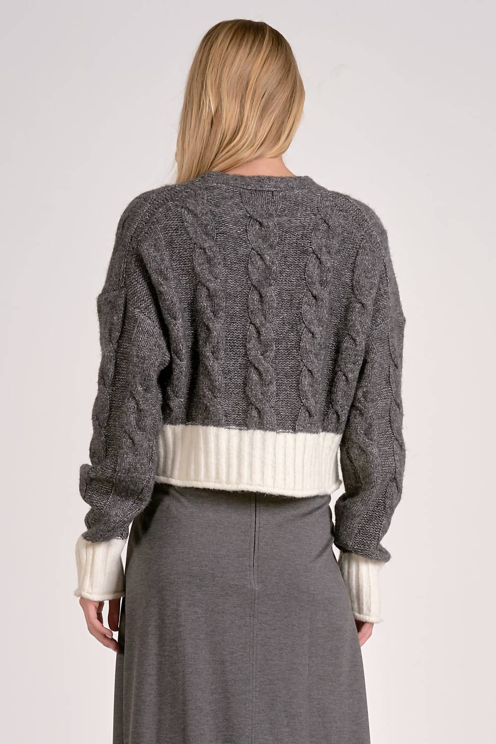 Elan - Elan Two-Tone Sweater Cardigan