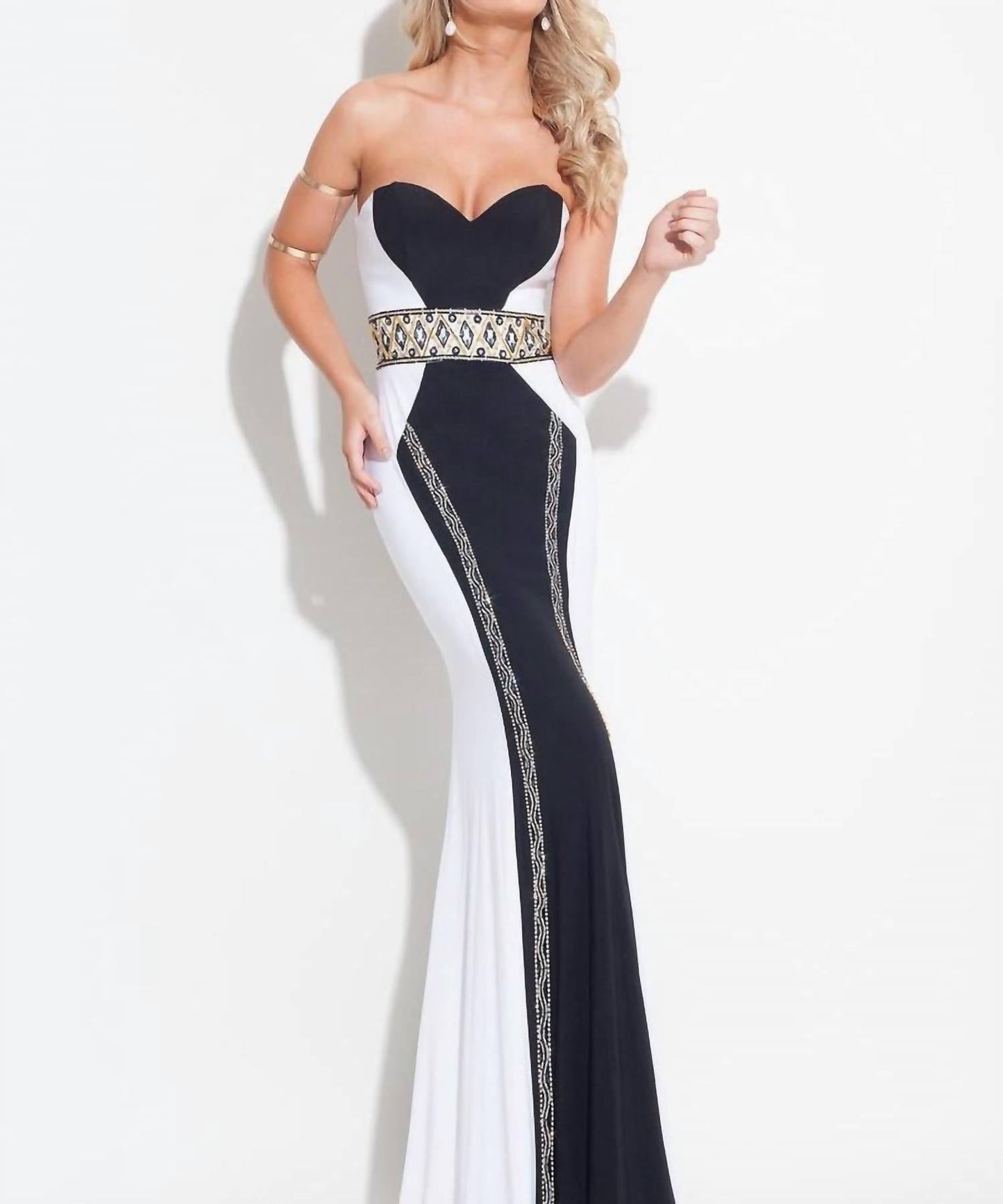 Rachel Allan - Beaded Jersey Strapless Prom Gown