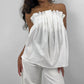 Blue Blush - Pleated Drape Strapless Top